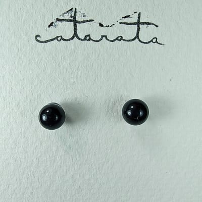 Puntos De Ónix Negro Y Fantasía Plateada de 5 mm1