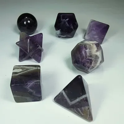 Sólidos Platónicos De Cuarzo Amatista Chevron