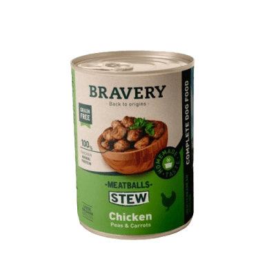 BRAVERY DOG LATA ALBONDIGAS DE GUISADO DE POLLO