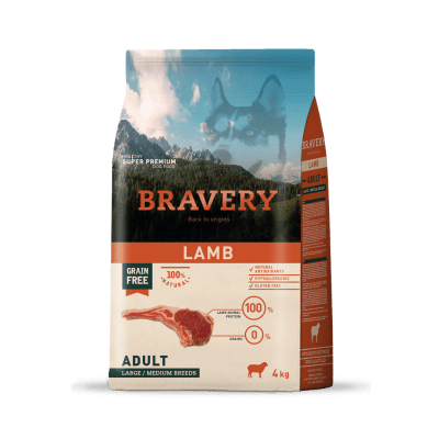BRAVERY DOG ADULTO LAMB LARGE/MEDIUM BREEDS