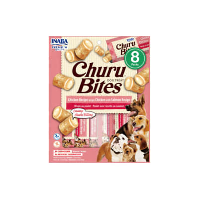 CHURU BITES PARA PERRO RECETA DE POLLO CON SALMON EN WRAPS DE POLLO