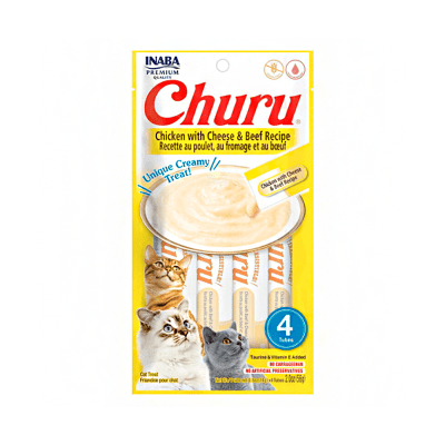 CHURU GATO SABOR POLLO CON QUESO Y VACUNO