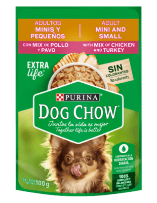 DOG CHOW SOBRE MINIS Y PEQUEÑOS POLLO Y PAVO 100GR