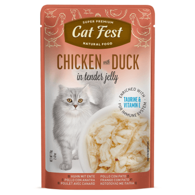 CAT FEST POUCH FILETE DE POLLO CON PATO EN GELATINA1