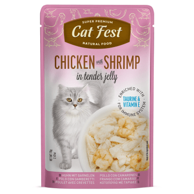 CAT FEST POUCH FILETE DE POLLO CON CAMARON EN GELATINA1
