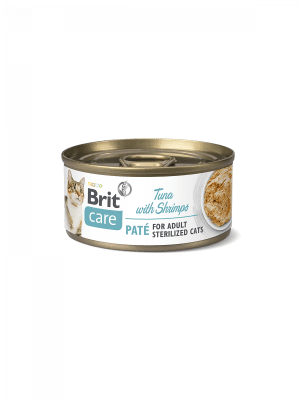 BRIT CARE CAT STERILIZED TUNA WITH SHRIMPS 70GRS (100979)1