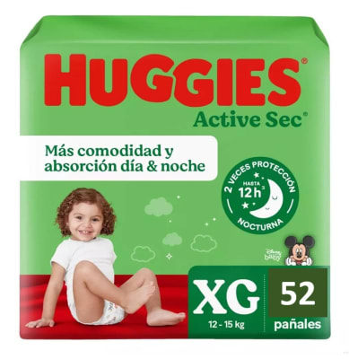 PAÑAL HUGGIES ACTIVE SEC XG x 52
