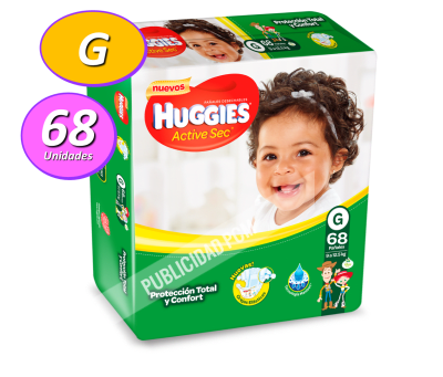 PAÑAL HUGGIES ACTIVE SEC G x 68 PAÑAL HUGGIES ACTIVE SEC G x 68