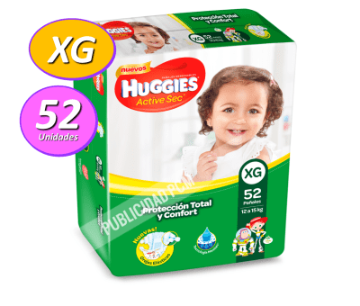 PAÑAL HUGGIES ACTIVE SEC XG x 52 PAÑAL HUGGIES ACTIVE SEC XG x 52