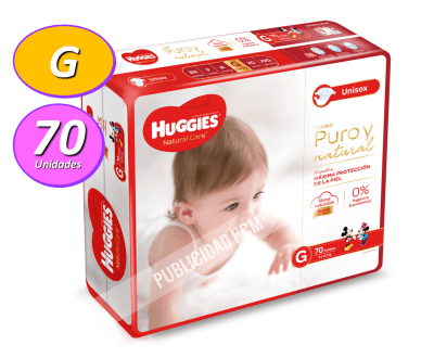 PAÑAL HUGGIES NATURAL CARE G x 70 PAÑAL HUGGIES NATURAL CARE G x 70