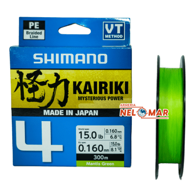 MULTIFILAMENTO SHIMANO KAIRIKI 4 MANTIS GREEN 300 MTS1