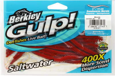 CARNADA BERKLEY GULP WORM (GUSANO DE ARENA) 15 cm (10 unid.)1