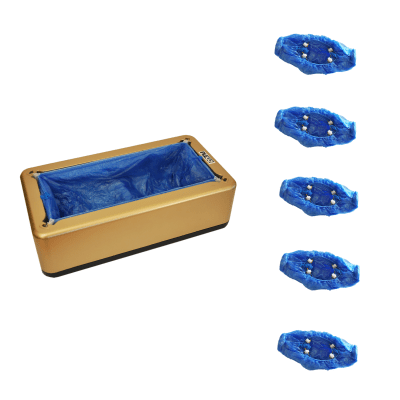 Dispensador Dorado +5 repuestos Cubre calzado PE