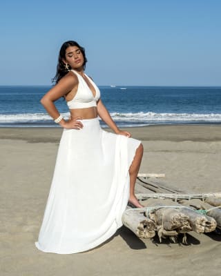 CIRCULAR LINEN SKIRT IVORY1