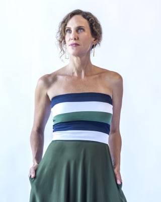 GRAPHIC STRAPLESS OLIVA