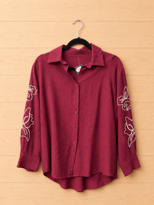 Blusa burdeo manga bordada1