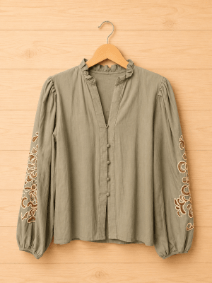 Blusa verde manga bordada1