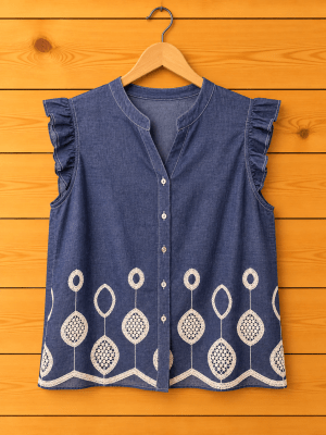 Blusa mezclilla manga corta bordados1