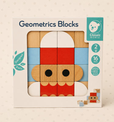 Set de bloques geométricos de madera de 16 piezas1