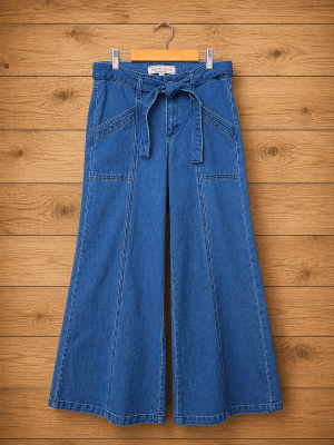 Jeans flare cinturón azul1