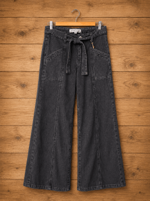 Jeans flare cinturón grafito1