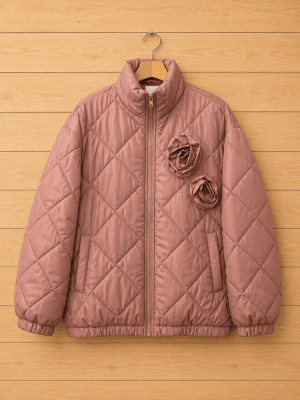 Parka café detalle rosas1