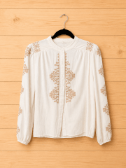 Blusa blanca diseños café