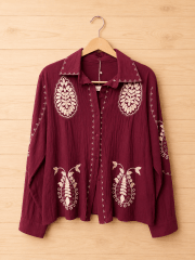 Blusa burdeo bordado