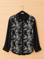 Blusa negra torso bordado
