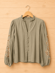 Blusa verde manga bordada