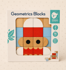 Set de bloques geométricos de madera de 16 piezas