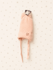 Gorro bebé pompones beige