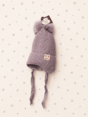 Gorro bebé pompón gris