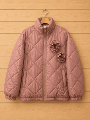 Parka café detalle rosas