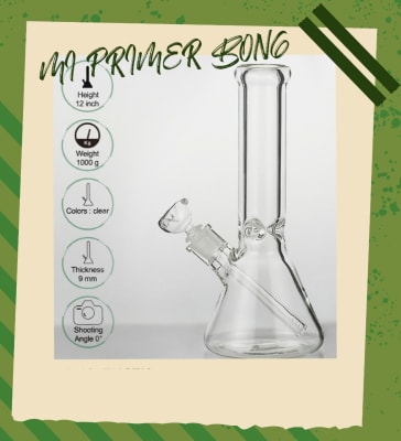 Bong pyrex 21cm baker con atrapahielo boca pintada1