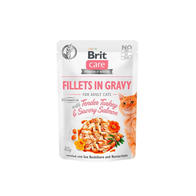 brit care cat fillets in gravy turkey with salmon
