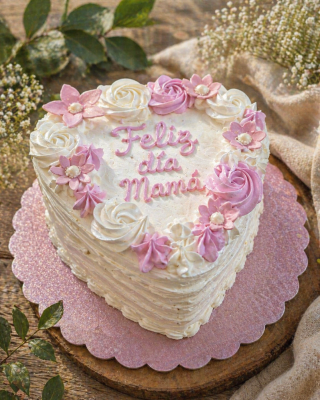 Torta Corazón Día de la Madre Hoja Manjar
