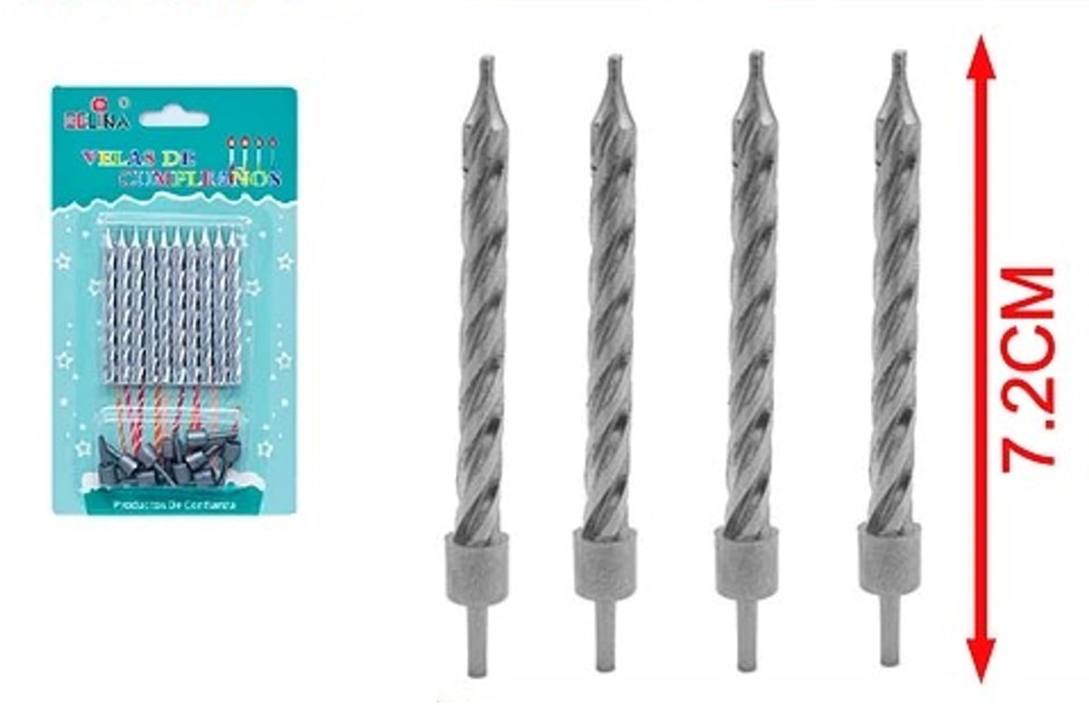 Velas Metalizada Plata 7 cms (10 unidades)1