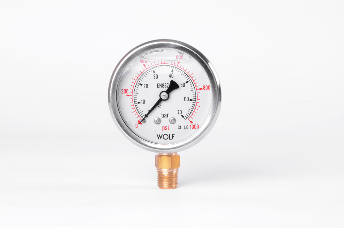 Manovacuometro Esf 63mm Inox BR Inferior C/ Glicerina 1