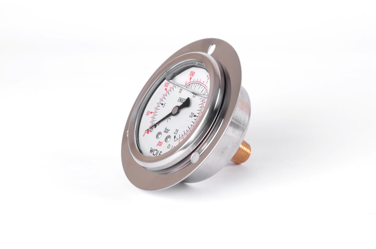 COTIZAR Manómetros Estándar, 63mm y 100mm, Caja Inox, Conex. Bronce, con glicerina.3