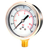 Manometro Esf. 100mm Inox Bronce. con glicerina, Conexión de 1/2