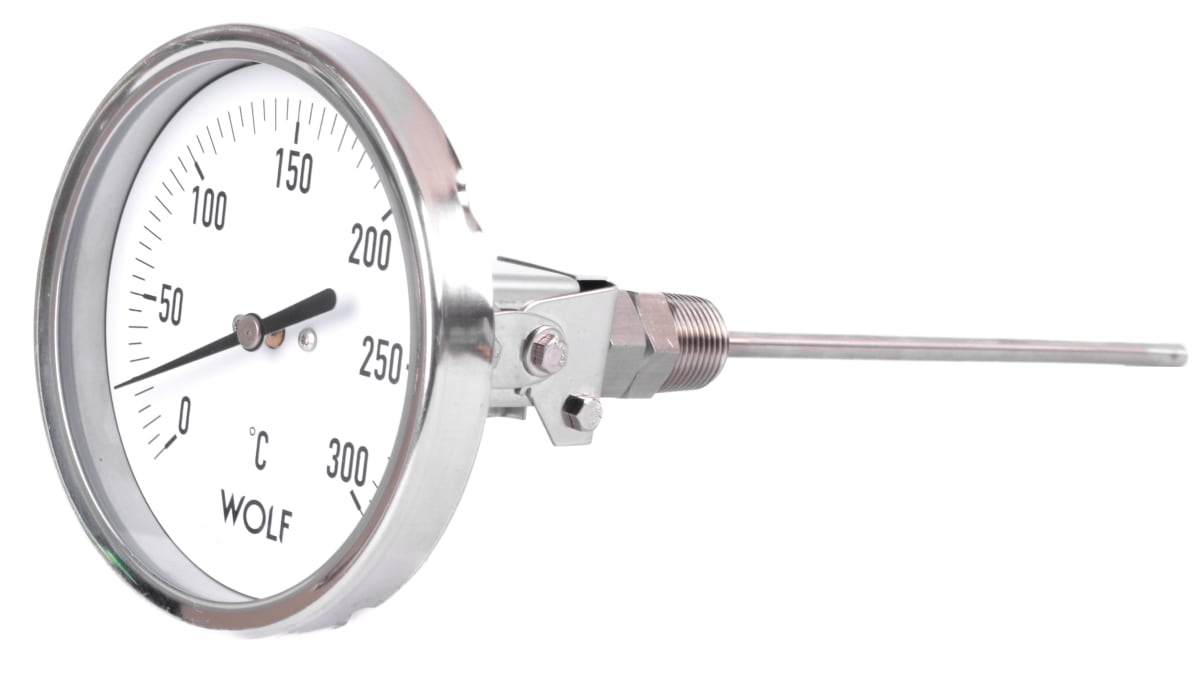 Termometro Wolf Full Inox Todo Angulo, Esfera de 100mm, bulbo 6mm de diametro. 0
