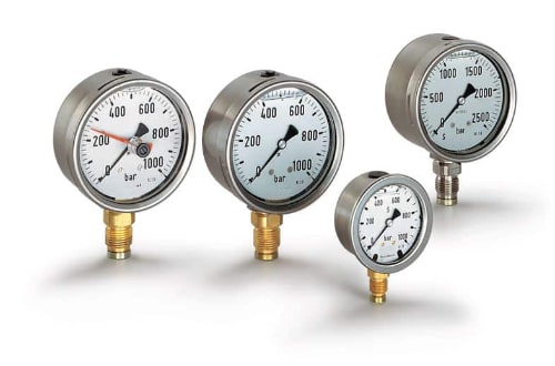 Manometro Esf. 100mm Inox Bronce. con glicerina, Conexión de 1/2