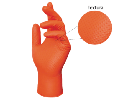 CAJA GUANTE NITRILO DIAMANTADO ORANGE GRIP1