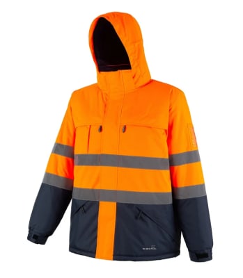 PARKA TERMICA ALTA VISIBILIDAD BICOLOR  / NARANJO-AZUL