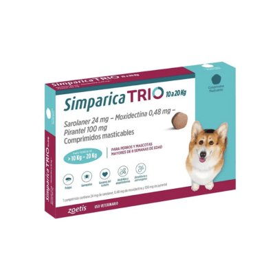 SIMPARICA TRIO (1 COMPRIMIDO) PARA PERROS DE 10 A 20 kg