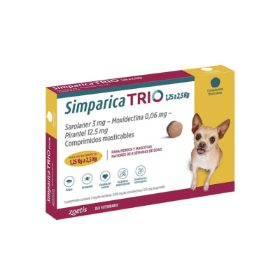 SIMPARICA TRIO (1 COMPRIMIDO) PARA PERROS DE 1.3 A 2.5KG1