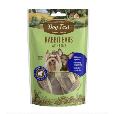 DOG FEST RABBIT EARS WITH LAMB PARA RAZAS PEQUEÑAS 55g
