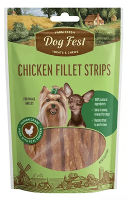 DOG FEST CHICKEN FILLET STRIPS PARA RAZAS PEQUEÑAS 55g