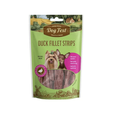 DOG FEST DUCK FILLET STRIPS PARA RAZAS PEQUEÑAS 55g1